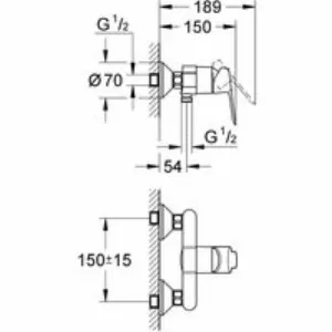 Смеситель для душа GROHE BauEdge, хром (23333000) Смеситель для душа GROHE BauEdge, хром (23333000)
