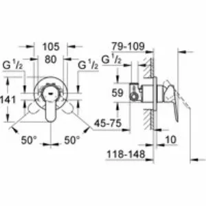 Смеситель для душа GROHE BauEdge в комплекте с монтажной частью, хром (29040000) Смеситель для душа GROHE BauEdge в комплекте с монтажной частью, хром (29040000)