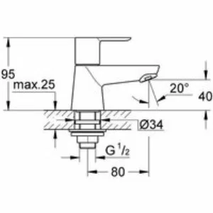 Кран для раковины GROHE BauLoop, без функции смешивания, хром (20422000) Кран для раковины GROHE BauLoop, без функции смешивания, хром (20422000)