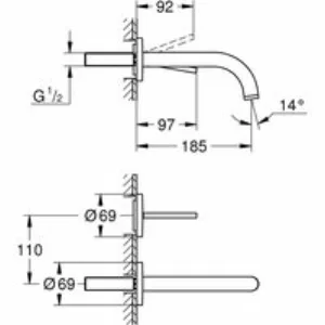 Внешняя часть смесителя для раковины GROHE Atrio на 2 отверстия, хром (19287003) Внешняя часть смесителя для раковины GROHE Atrio на 2 отверстия, хром (19287003)