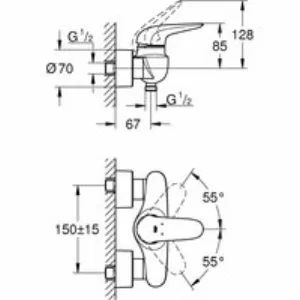 Смеситель для душа GROHE Wave, хром (32287001) Смеситель для душа GROHE Wave, хром (32287001)