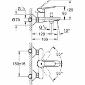 Смеситель для ванны GROHE BauEdge, хром (23605000) Смеситель для ванны GROHE BauEdge, хром (23605000)