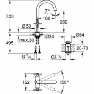 Смеситель для раковины GROHE Atrio двухвентильный, темный графит матовый (21019AL3) Смеситель для раковины GROHE Atrio двухвентильный, темный графит матовый (21019AL3)