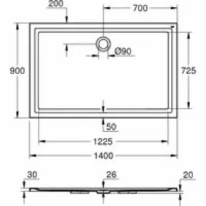 Душевой поддон GROHE 1400x900, универсальный, белый (39307000) Душевой поддон GROHE 1400x900, универсальный, белый (39307000)