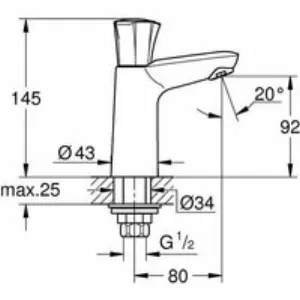 Кран для раковины GROHE Costa L, без функции смешивания, хром (20186001) Кран для раковины GROHE Costa L, без функции смешивания, хром (20186001)