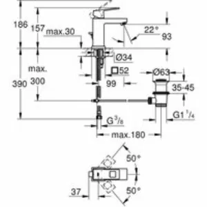 Смеситель для раковины GROHE Eurocube с донным клапаном и ограничением расхода воды, хром (2312700E) Смеситель для раковины GROHE Eurocube с донным клапаном и ограничением расхода воды, хром (2312700E)