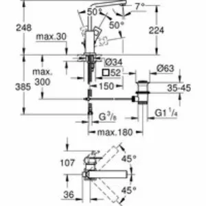 Смеситель для раковины GROHE Eurocube с донным клапаном и высоким изливом, хром (23135000) Смеситель для раковины GROHE Eurocube с донным клапаном и высоким изливом, хром (23135000)