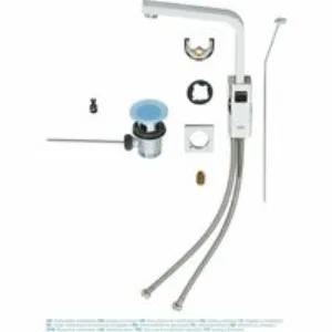 Смеситель для раковины GROHE Eurocube с донным клапаном и высоким изливом, хром (23135000) Смеситель для раковины GROHE Eurocube с донным клапаном и высоким изливом, хром (23135000)