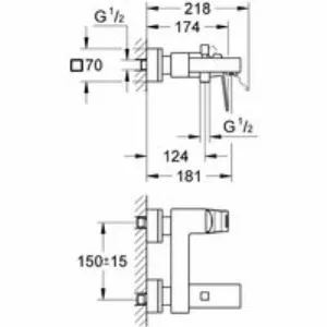 Смеситель для ванны GROHE Eurocube, хром (23140000) Смеситель для ванны GROHE Eurocube, хром (23140000)