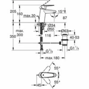 Смеситель для раковины GROHE Eurodisc Cosmopolitan с донным клапаном и ограничением расхода воды, хром (3319020E) Смеситель для раковины GROHE Eurodisc Cosmopolitan с донным клапаном и ограничением расхода воды, хром (3319020E)