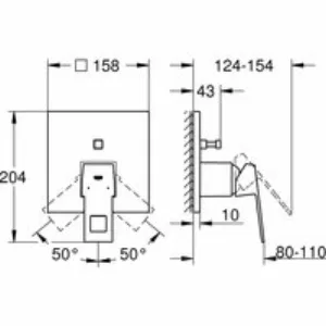 Внешняя часть смесителя для ванны GROHE Eurocube с переключателем на 2 положения, хром (24062000) Внешняя часть смесителя для ванны GROHE Eurocube с переключателем на 2 положения, хром (24062000)