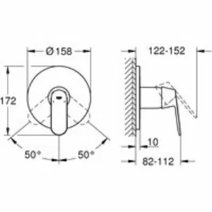 Внешняя часть смесителя для душа GROHE Eurosmart Cosmopolitan, хром (24044000) Внешняя часть смесителя для душа GROHE Eurosmart Cosmopolitan, хром (24044000)