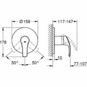 Внешняя часть смесителя для душа GROHE Eurosmart, хром (24042002) Внешняя часть смесителя для душа GROHE Eurosmart, хром (24042002)