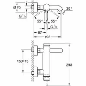 Смеситель для ванны GROHE Essence, темный графит матовый, (33624AL1) Смеситель для ванны GROHE Essence, темный графит матовый, (33624AL1)
