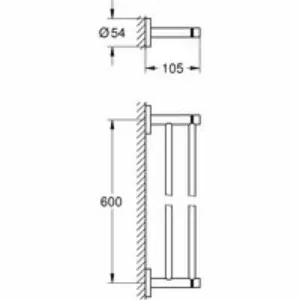 Держатель для полотенца GROHE Essentials 600 мм, двойной, холодный рассвет глянец (40802GL1) Держатель для полотенца GROHE Essentials 600 мм, двойной, холодный рассвет глянец (40802GL1)