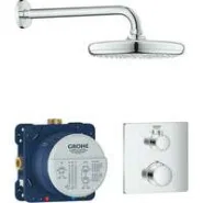 Набор для комплектации душа GROHE Grohtherm: встраиваемый термостатический смеситель с переключателем верхний-ручной душ, квадратная розетка, верхний душ Tempesta 210 с кронштейном, хром (34728000)