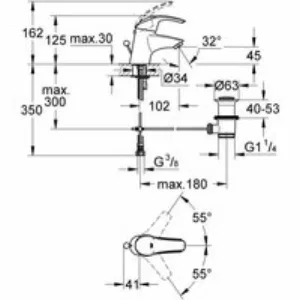 Смеситель для раковины GROHE Eurosmart, хром (32925001) Смеситель для раковины GROHE Eurosmart, хром (32925001)