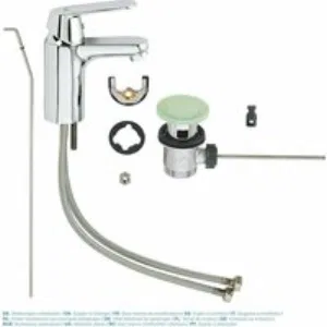 Смеситель для раковины GROHE Eurosmart Cosmopolitan с донным клапаном, низкий излив, хром (32825000) Смеситель для раковины GROHE Eurosmart Cosmopolitan с донным клапаном, низкий излив, хром (32825000)