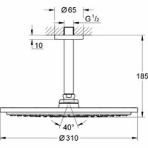 Верхний душ GROHE Rainshower Cosmopolitan 310, 8 л/мин, 1 режим, 142 мм, темный графит глянцевый (26067A00) Верхний душ GROHE Rainshower Cosmopolitan 310, 8 л/мин, 1 режим, 142 мм, темный графит глянцевый (26067A00)