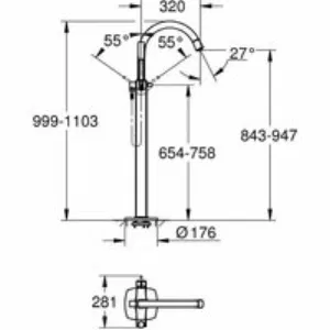 Внешняя часть смесителя для ванны GROHE Grandera напольного монтажа, хром/золото (23318IG0) Внешняя часть смесителя для ванны GROHE Grandera напольного монтажа, хром/золото (23318IG0)