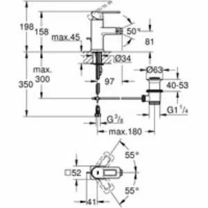 Смеситель для биде GROHE Quadra с донным клапаном, хром (32636000) Смеситель для биде GROHE Quadra с донным клапаном, хром (32636000)