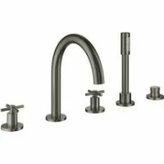 Смеситель для ванны GROHE Atrio двухвентильный, на 5 отверстий, на край ванны, темный графит матовый (19923AL3)