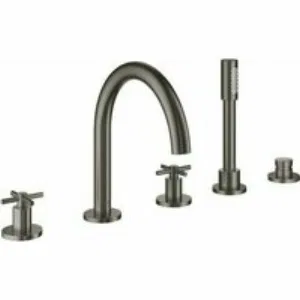 Смеситель для ванны GROHE Atrio двухвентильный, на 5 отверстий, на край ванны, темный графит матовый (19923AL3) Смеситель для ванны GROHE Atrio двухвентильный, на 5 отверстий, на край ванны, темный графит матовый (19923AL3)