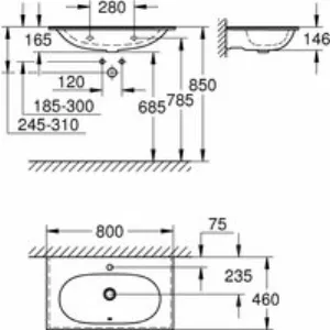 Раковина накладная, GROHE Essence Ceramic, 80 см, альпин-белый, (3956700H) Раковина накладная, GROHE Essence Ceramic, 80 см, альпин-белый, (3956700H)