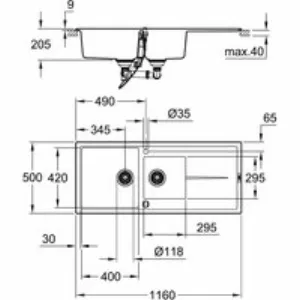 Мойка GROHE K400 с 1,5 чашей, серый гранит (31643AT0) Мойка GROHE K400 с 1,5 чашей, серый гранит (31643AT0)