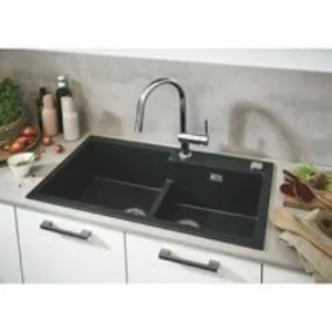 Мойка GROHE K500 с 2 чашами, 860 x 500 мм, черный гранит (31649AP0) Мойка GROHE K500 с 2 чашами, 860 x 500 мм, черный гранит (31649AP0)