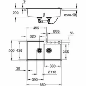 Мойка GROHE K500 с 2 чашами, 860 x 500 мм, серый гранит (31649AT0) Мойка GROHE K500 с 2 чашами, 860 x 500 мм, серый гранит (31649AT0)