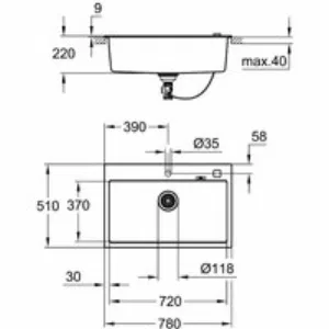 Мойка GROHE K700 с одной чашей, 780 x 510 мм, черный гранит (31652AP0) Мойка GROHE K700 с одной чашей, 780 x 510 мм, черный гранит (31652AP0)