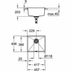 Мойка GROHE K700U с одной чашей, 457 x 406 мм, серый гранит (31653AT0) Мойка GROHE K700U с одной чашей, 457 x 406 мм, серый гранит (31653AT0)