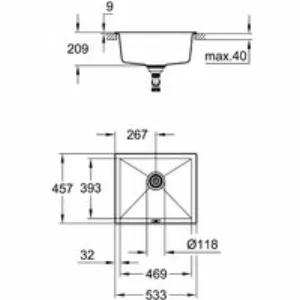 Мойка GROHE K700U с одной чашей, 533 x 457 мм, серый гранит (31654AT0) Мойка GROHE K700U с одной чашей, 533 x 457 мм, серый гранит (31654AT0)