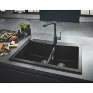 Мойка GROHE K700 с 2 чашами, 838 x 559 мм,черный гранит (31657AP0) Мойка GROHE K700 с 2 чашами, 838 x 559 мм,черный гранит (31657AP0)