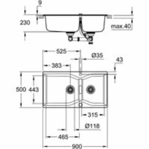 Мойка GROHE K700 с двумя чашами, 900 x 500 мм, серый гранит (31658AT0) Мойка GROHE K700 с двумя чашами, 900 x 500 мм, серый гранит (31658AT0)