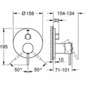 Внешняя часть смесителя для ванны GROHE Atrio на 3 потребителя, темный графит матовый (24096AL3) Внешняя часть смесителя для ванны GROHE Atrio на 3 потребителя, темный графит матовый (24096AL3)
