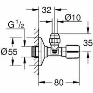 Вентиль угловой GROHE 1/2 дюйма-3/8 дюйма, 1 шт, темный графит матовый (22039AL0) Вентиль угловой GROHE 1/2 дюйма-3/8 дюйма, 1 шт, темный графит матовый (22039AL0)