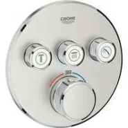 Внешняя часть термостата для душа GROHE Grohtherm SmartControl на 3 потребителя, круглая, суперсталь (29121DC0)