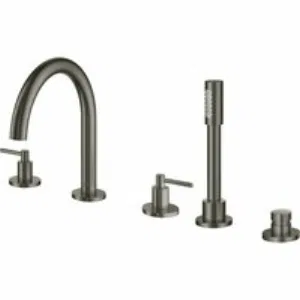 Смеситель для ванны GROHE Atrio двухвентильный, на 5 отверстий, на край ванны, темный графит матовый (19922AL3) Смеситель для ванны GROHE Atrio двухвентильный, на 5 отверстий, на край ванны, темный графит матовый (19922AL3)