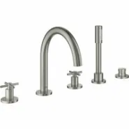 Смеситель для ванны GROHE Atrio двухвентильный, на 5 отверстий, на край ванны, суперсталь (19923DC3)