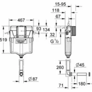 Смывной бачок скрытого монтажа для унитаза GROHE GD2 (38987000) Смывной бачок скрытого монтажа для унитаза GROHE GD2 (38987000)
