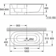 Ванна GROHE Essence, 180 x 80 х 45, альпин-белый (39617000)