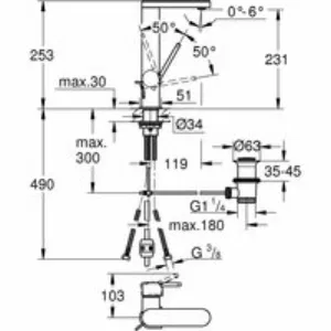 Смеситель для раковины GROHE Plus, L-size, хром (23843003) Смеситель для раковины GROHE Plus, L-size, хром (23843003)