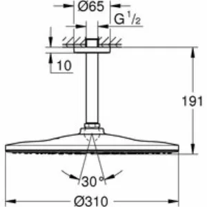 Верхний душ GROHE Rainshower 310 Mono с душевым кронштейном, хром (26560000) Верхний душ GROHE Rainshower 310 Mono с душевым кронштейном, хром (26560000)