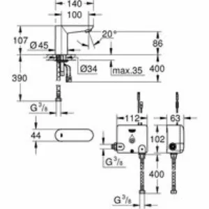 Кран для раковины GROHE Euroeco Cosmopolitan E инфракрасный, без функции смешивания, хром (36384000) Кран для раковины GROHE Euroeco Cosmopolitan E инфракрасный, без функции смешивания, хром (36384000)