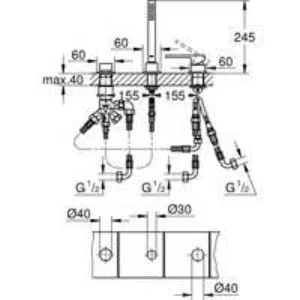 Смеситель для ванны GROHE Plus на 3 отверстия, хром (23845003) Смеситель для ванны GROHE Plus на 3 отверстия, хром (23845003)