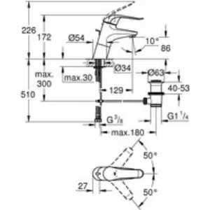 Смеситель для раковины GROHE Euroeco Special с донным клапаном, хром (32766000) Смеситель для раковины GROHE Euroeco Special с донным клапаном, хром (32766000)