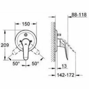 Внешняя часть смесителя для ванны GROHE Euroeco Special, хром (32785000) Внешняя часть смесителя для ванны GROHE Euroeco Special, хром (32785000)