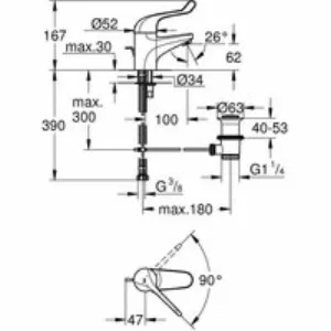 Смеситель для раковины GROHE Euroeco Special с донным клапаном, хром (32788000) Смеситель для раковины GROHE Euroeco Special с донным клапаном, хром (32788000)